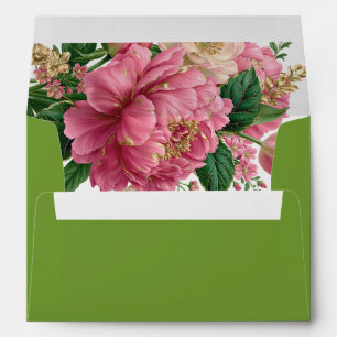 Enveloppe Luxe Papier à Lettre Floral Vert Botanique Liner I