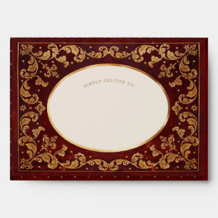 Enveloppe Luxe rouge et or ornate
