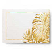 Luxueux Elegant Tropical Gold Monstera Mariage