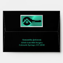 Luxury Black & Turquoise Business Envelope