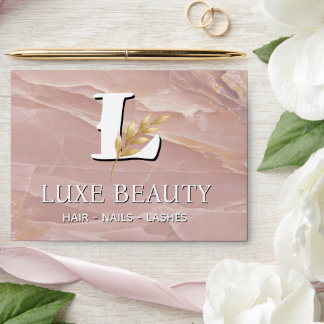 Enveloppe Luxury Blush Pink Marble Beauty Salon Logo