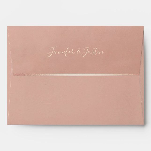 Enveloppe Luxury Dusty Rose Velvet Texture Wedding Envelope (Dos (Haut rabat))