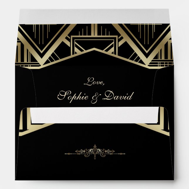 Enveloppe Luxury Gold Great Gatsby Mariage Adresse de retour (Dos (Bas))