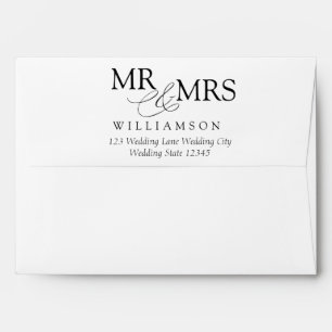 Enveloppe M. & Mme Modern Black White Mariage Adresse de ret
