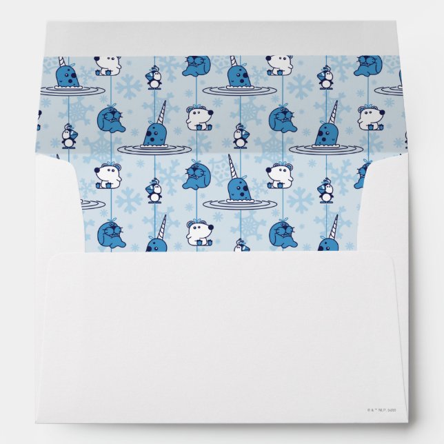 Enveloppe M. Narwhal Blue Snowflake Motif (Dos (Bas))