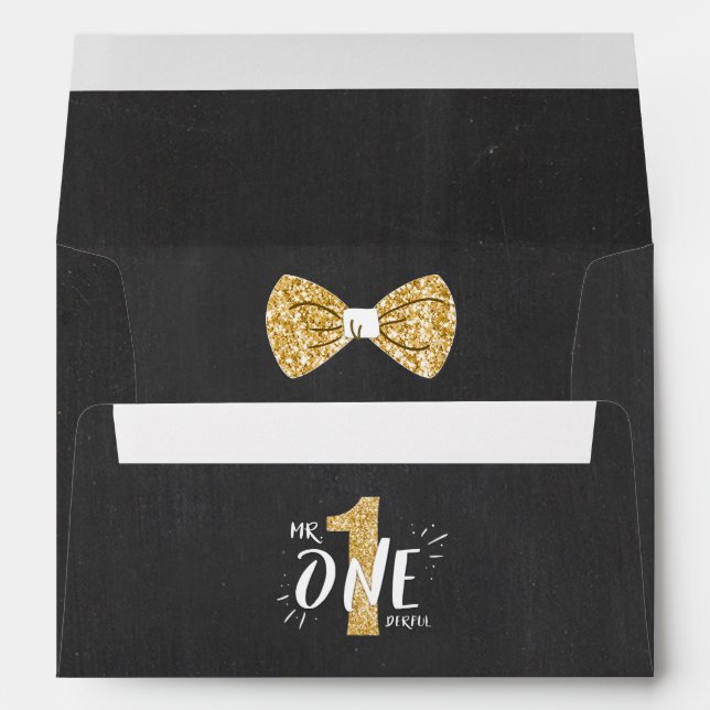 Enveloppe M. Onederful Envelope Boy Black Gold (Dos (Bas))