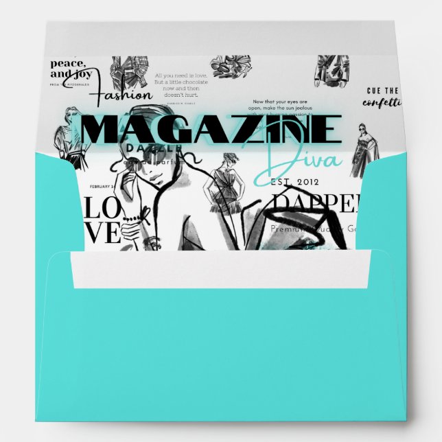 Enveloppe magazine de mode turquoise (Dos (Bas))