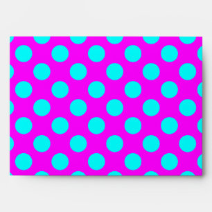 Enveloppe Magenta et pois aqua