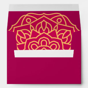 Enveloppe Magenta Gold Hindu Mandala Mariage indien Envelopp