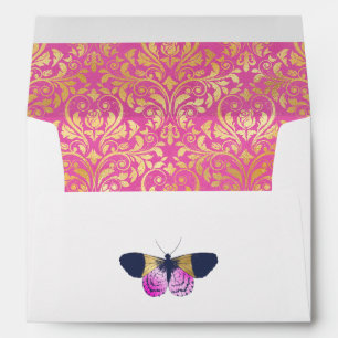 Enveloppe Magenta Marine et Mariage d'or