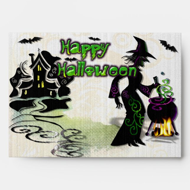 Enveloppe Magic Halloween sorcière (Devant)