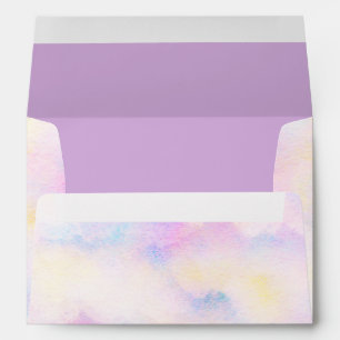 Enveloppe Magic Pastel violet arc-en-ciel nuages