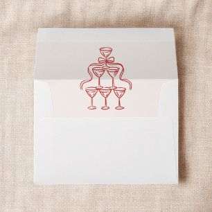 Enveloppe Main tiré Vintage Italien Rouge Mariage Whimsical