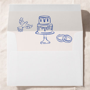 Enveloppe Main Tirée Vintage Français Blue Whimsical Mariage