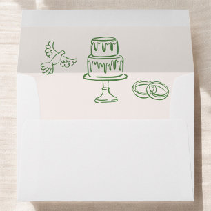 Enveloppe Main tirée Vintage Mariage Whimsical vert français