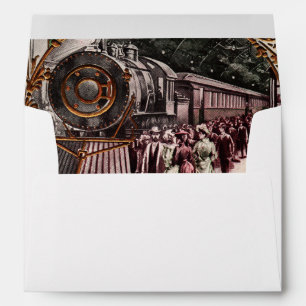 Enveloppe Maison victorienne dans le train pour Noël