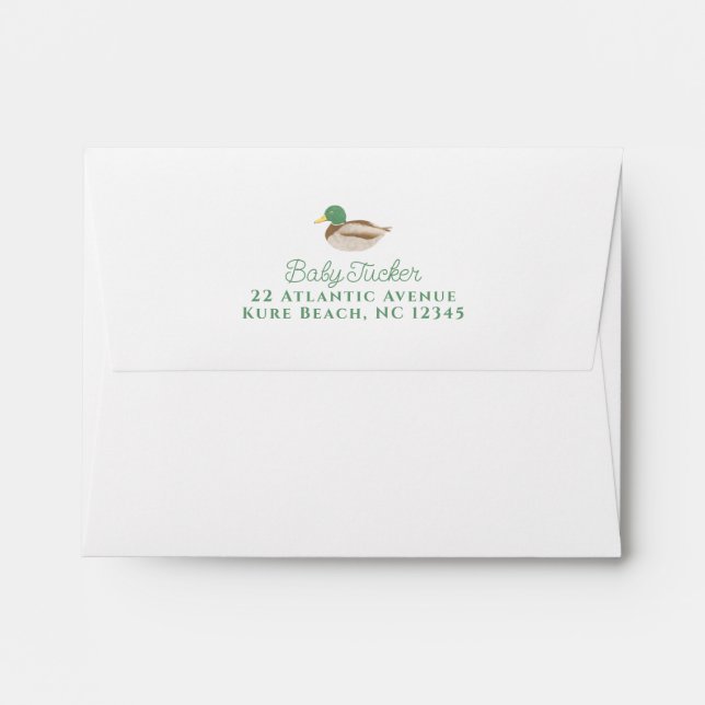 Enveloppe Mallard Duck New Baby Boy Shower Papeterie (Dos (Haut rabat))