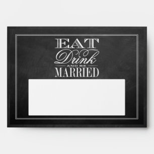Enveloppe Manger, boire et être marié Chalkboard Mariage