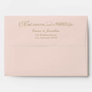 Enveloppe Mangez Boire et être marié Blush Pink Gold Mariage