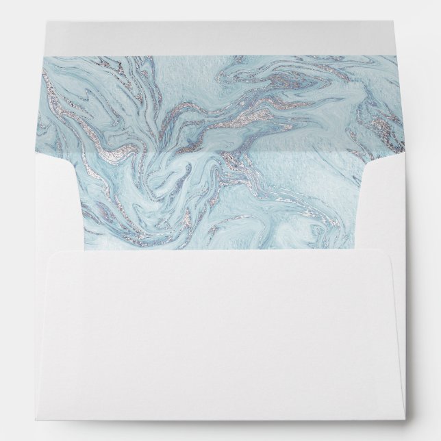 Enveloppe Marbre bleu Aqua Silver (Dos (Bas))
