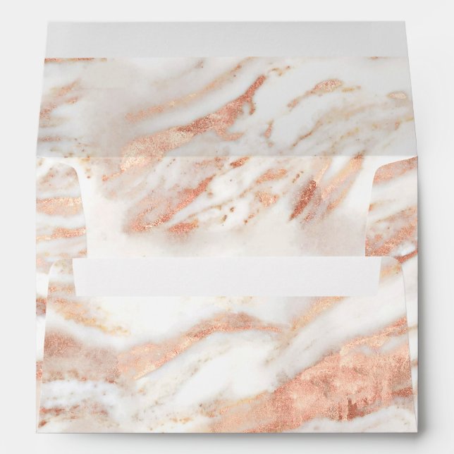 Enveloppe Marbre élégant de feuille d'or rose (Dos (Bas))