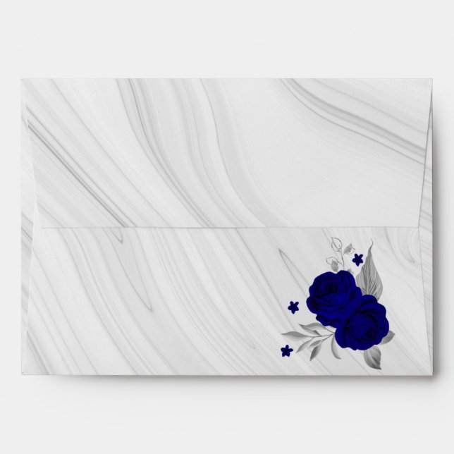 Enveloppe marbre gris bleu argenté mariage (Dos (Haut rabat))