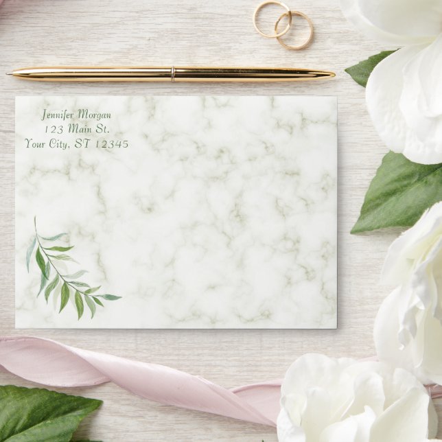 Enveloppe Marbre mariage et Eucalyptus (Wedding)