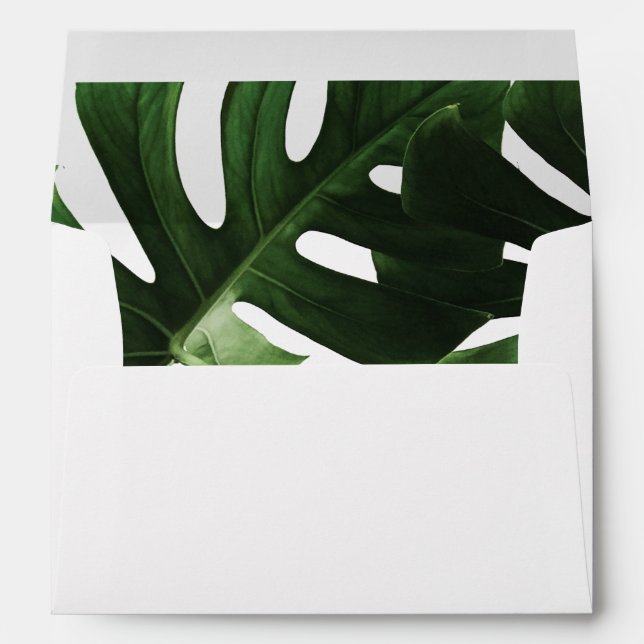 Enveloppe Marbre Monstera Tropical 5x7 Faire-part de mariage (Dos (Bas))