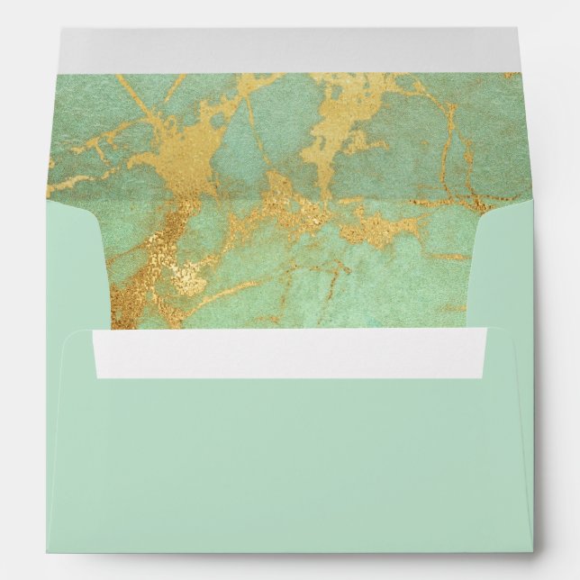 Enveloppe marbrée contemporaine bleue et or (Dos (Bas))
