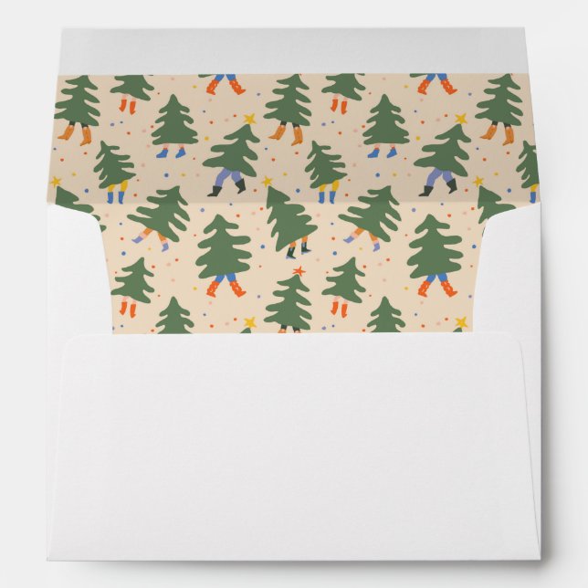 Enveloppe Marche Whimsical Motif des arbres de Noël (Dos (Bas))