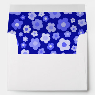 Enveloppe Marguerites colorées rétro Bleu Gras Mariage joyeu