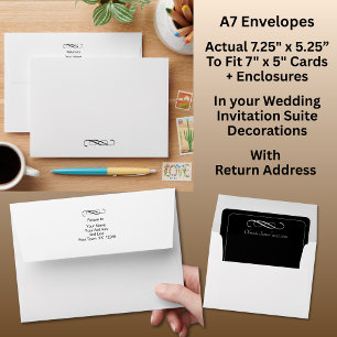 Enveloppe Mariage A7 Taille Noir & Blanc avec Défilement Inf