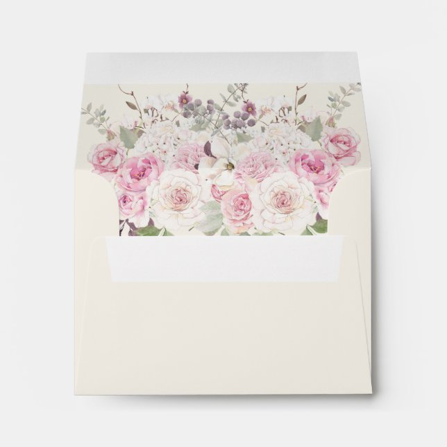 Enveloppe Mariage à crème verte rose pâle (Dos (Bas))