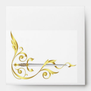 Enveloppe Mariage à épée dorée Monogramme