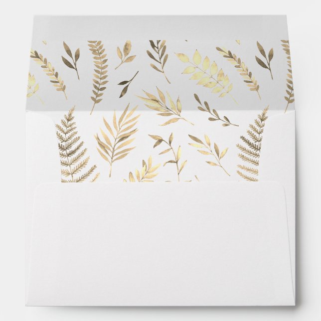 Enveloppe Mariage à feuille dorée moderne (Dos (Bas))