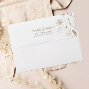 Enveloppe mariage à fleurs de fleur sauvage rustique minimal