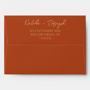 Enveloppe Mariage à la main en terracotta orange brûlé Boho
