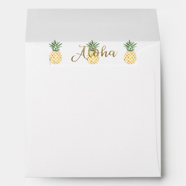 Enveloppe Mariage à la plage d'ananas tropicale Aloha (Dos (Bas))