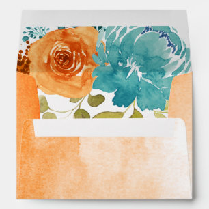 Enveloppe Mariage à la terre cuite florale orange brûlée sar