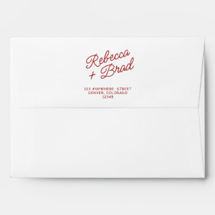 Enveloppe Mariage à l'arc retro rouge et blanc dessiné à la