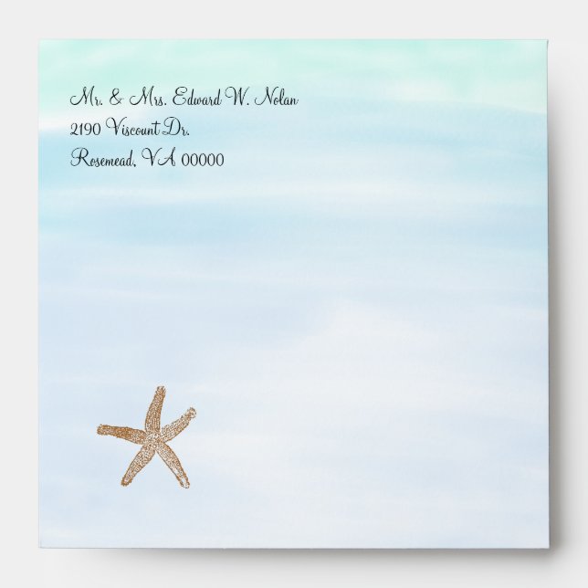 Enveloppe Mariage à thème de plage (Devant)