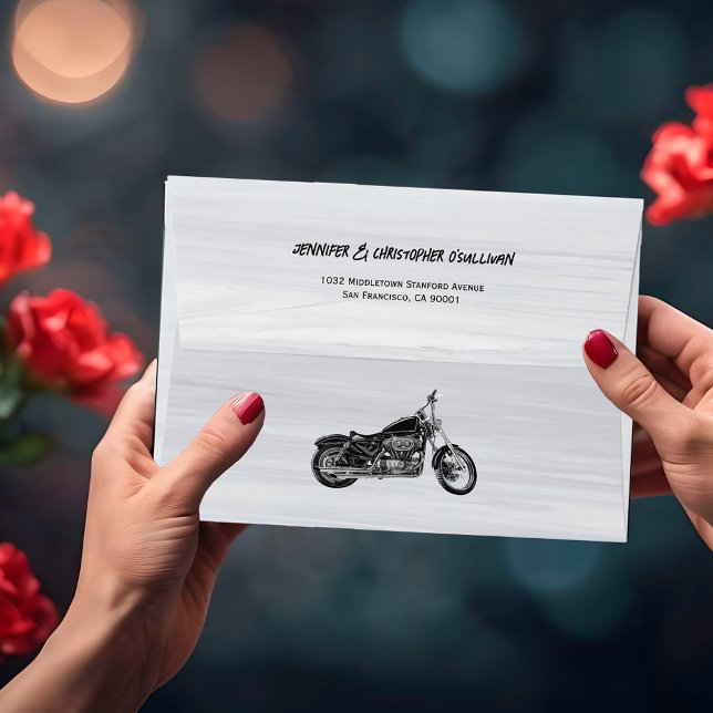 Enveloppe Mariage à thème moderne simple moto moto (Créateur téléchargé)