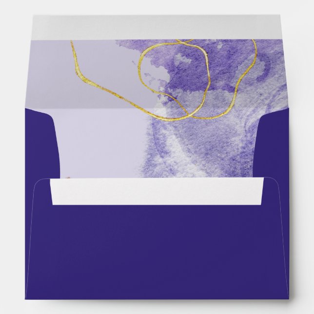 Enveloppe Mariage Abstrait luxueux violet et doré (Dos (Bas))