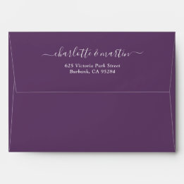 Enveloppe Mariage Adresse de Retour Écriture Élégante Violet