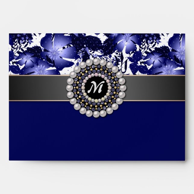 Enveloppe Mariage Anniversaire gris ruban satin perles flora (Devant)
