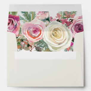 Enveloppe Mariage Anniversaire Rose Fleurie Rouge
