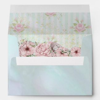 Enveloppe Mariage Aqua Peony vintage