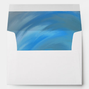 Enveloppe Mariage Aquarelle Marbre Océan Vague Bleu