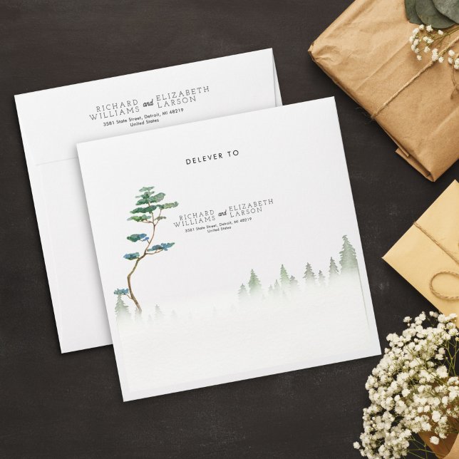 Enveloppe Mariage Aquarelle Montagne Fleur Sauvage (Créateur téléchargé)