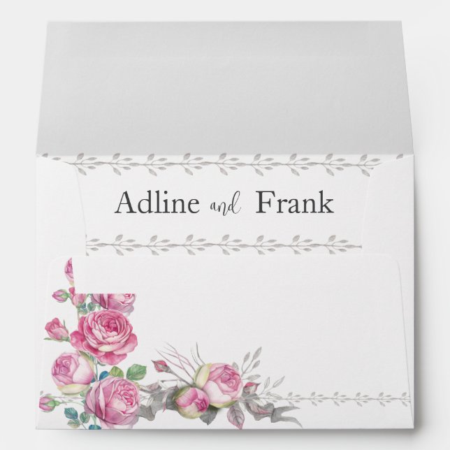 Enveloppe Mariage Aquarelle rose (Dos (Bas))